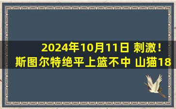 2024年10月11日 刺激！斯图尔特绝平上篮不中 山猫18分大逆转总决1-0自由人